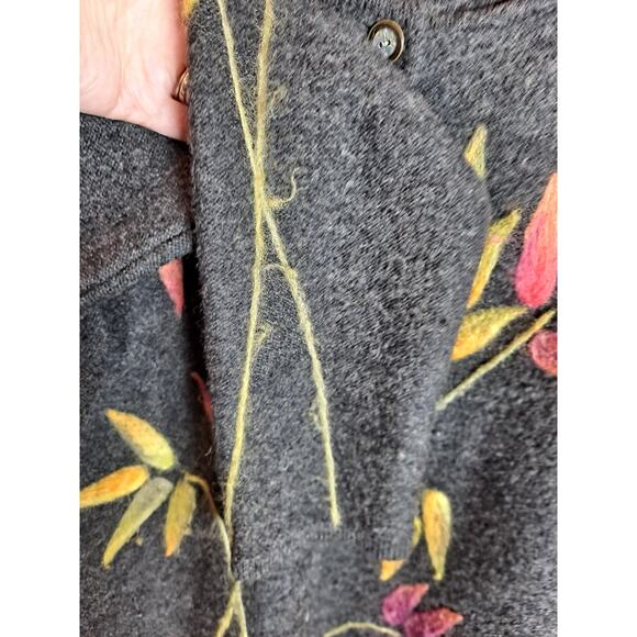 Talbots Women’s Wool Embroidered Floral Button Up Long Sleeve Cardigan Size M - Picture 5 of 7